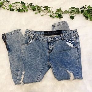 One Teaspoon Acid Wash Distressed Skinny Jeans